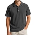 thumbnail image 7 of FRSASU Corduroy Shirt for Men Pullover Short Sleeve Polo Shirt Casual Work Collared Shirt Half Button Up Top Black, 7 of 7