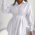 thumbnail image 1 of Camisa De Vestir Vestido de blusa con botones de verano Mini vestido de color sólido para ir de compras (Blanco L) Ygjytge para Mujer Blanco T XXL, 1 of 7