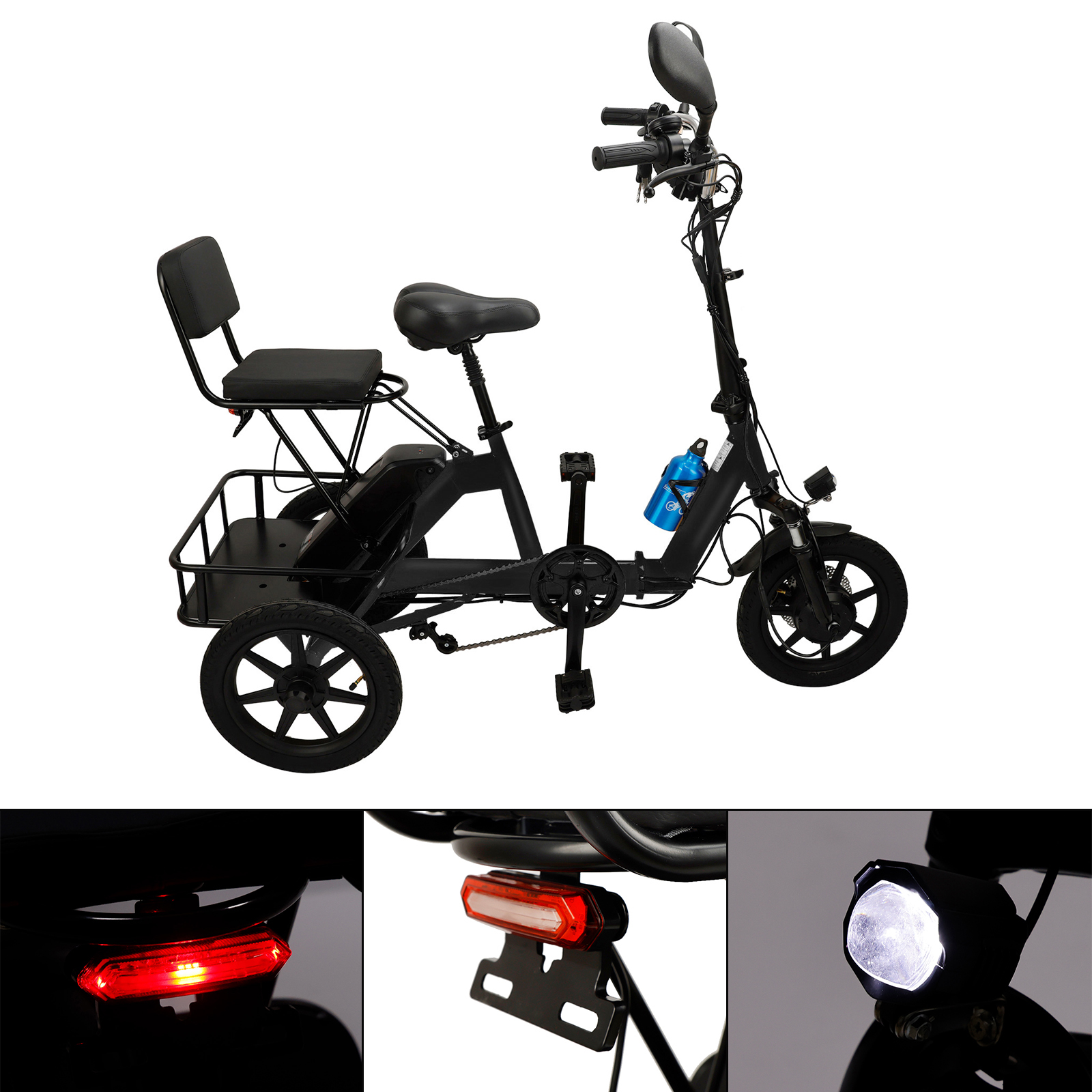 Three Wheel Electric Trike for Adults 3 Wheel Motorized Folding Tricycle E-Bike