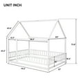 thumbnail image 5 of Full Size Floor Bed Frame with Roof for Kids, Wooden Montessori Bed with Fence Guardrails, Low Platform Playhouse Bed for Boys and Girls, No Slats Included, White, 5 of 9