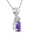 thumbnail image 2 of Genuine 1.00 Carat Natural 7x5mm Oval Shaped Amethyst with White Topaz Necklace In 925 Sterling Silver, 2 of 5