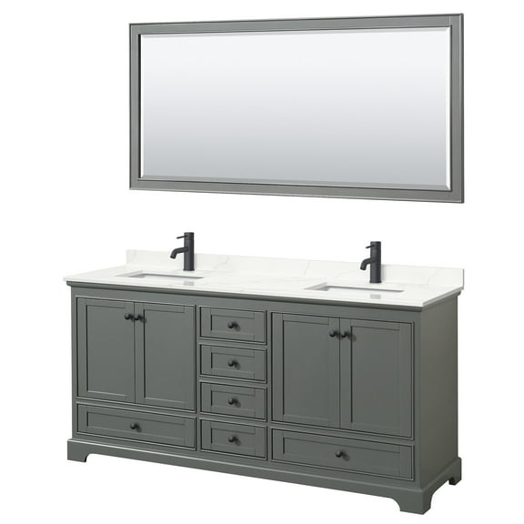 Wyndham Collection Wcs202072d-Qtz-Unsm70 Deborah 72" Free Standing Double Basin Vanity Set
