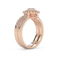 thumbnail image 4 of AFFY Double Halo Two Row Bridal Ring Set for Women, Center 3.5mm Cushion and Round Cut Lab Created Moissanite Engagement Wedding Ring In 14K Rose Gold Plated 925 Sterling Silver Size-4.5, 4 of 6