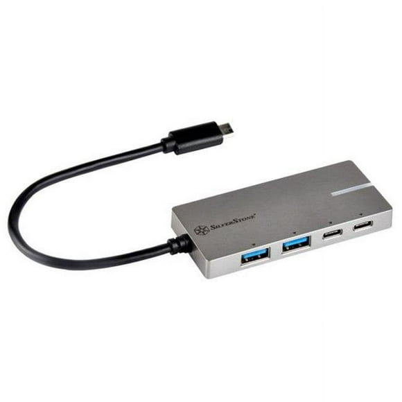 SilverStone Technologies EP09C USB 3.1 Génération 1 à Double USB Type-A & Double Type-C Hub&44; Charbon de Bois