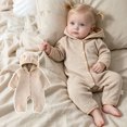 thumbnail image 2 of Mnyotv Baby Jumpsuit Fall Winter Clothes Hooded Long Sleeve Button Down Rompers Infants Girls Outfits Size 1-2Years, 2 of 6