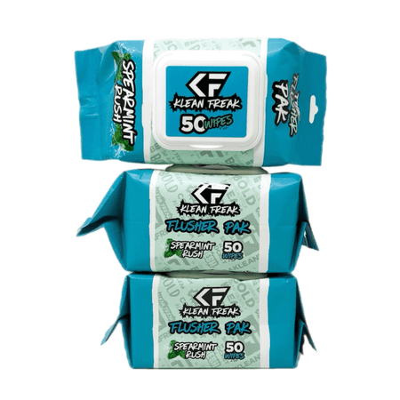 Klean Freak Flushable Wipes Spearmint Rush 3 Packs of 50 Wipes Biodegradable