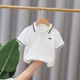 thumbnail image 2 of Toddler Kids Boys Polo Shirt Fashion T Shirt Lapel Collar Dinosaur Embroidery Short Sleeve T Shirt Loose Top13-14T, 2 of 7