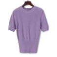thumbnail image 4 of Womens Crewneck Short Sleeve Sweaters Tops Ribbed Pullover Sweater Blouse Soft Slim Fit Knit Sweater, 4 of 6