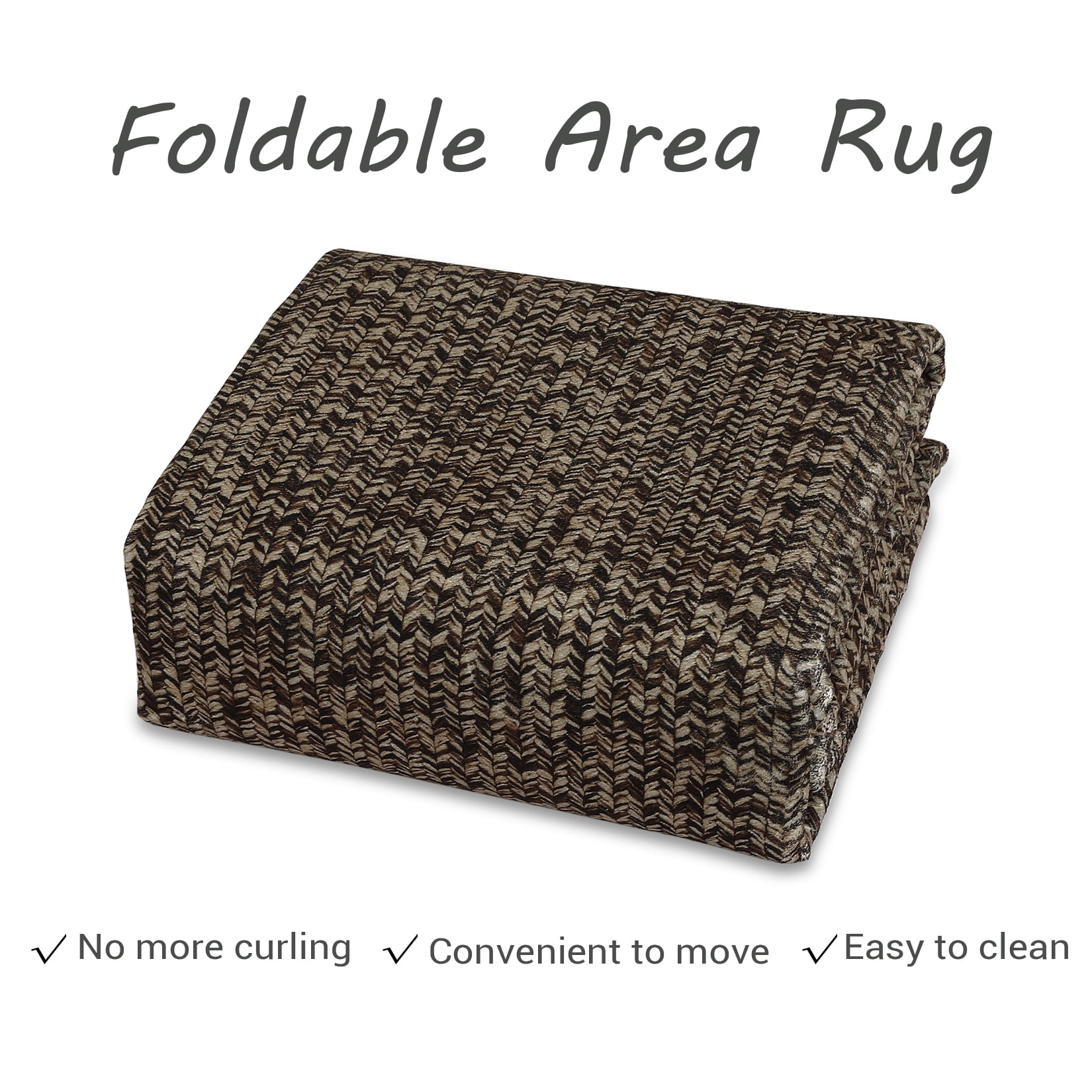Garvee 9'x12' Large Area Rugs Braided Print Rug, Machine Washable Indoor Rug Non-Slip Low Pile Farmhouse Solid Carpet for Bedroom, Living Room, Dining Room Office, Brown