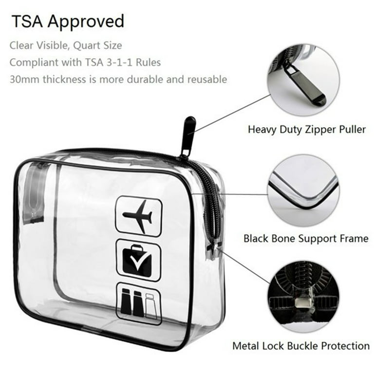 F-color TSA Approved Toiletry Bag 5 Pack Clear Toiletry Bags - Quart Size  Travel Bag, Clear Cosmetic Makeup Bags for Women Men, Carry on Airport  Airline Compliant Bag, Grey - Mochilas - Magazine Luiza
