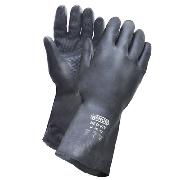 NeofitTM, Noir Gant Floqué en Néoprène de 12 Pouces - 28 mil (144 Paires / Caisse)