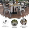 thumbnail image 4 of BizChair Commercial Indoor/Outdoor Dining Table with Umbrella Hole, 30" x 60" All Weather Brown Poly Resin Top and Silver Steel Base, 4 of 10