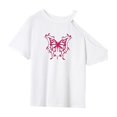 thumbnail image 3 of Camiseta para mujer de verano de manga corta para viajar, caminar, trabajo, viaje, oficina L, 3 of 7