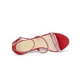 thumbnail image 5 of BLISSFUL STEP Women's Shoes Rhinestone Stiletto Heel Ankle Strap Sandals Red 8, 5 of 8