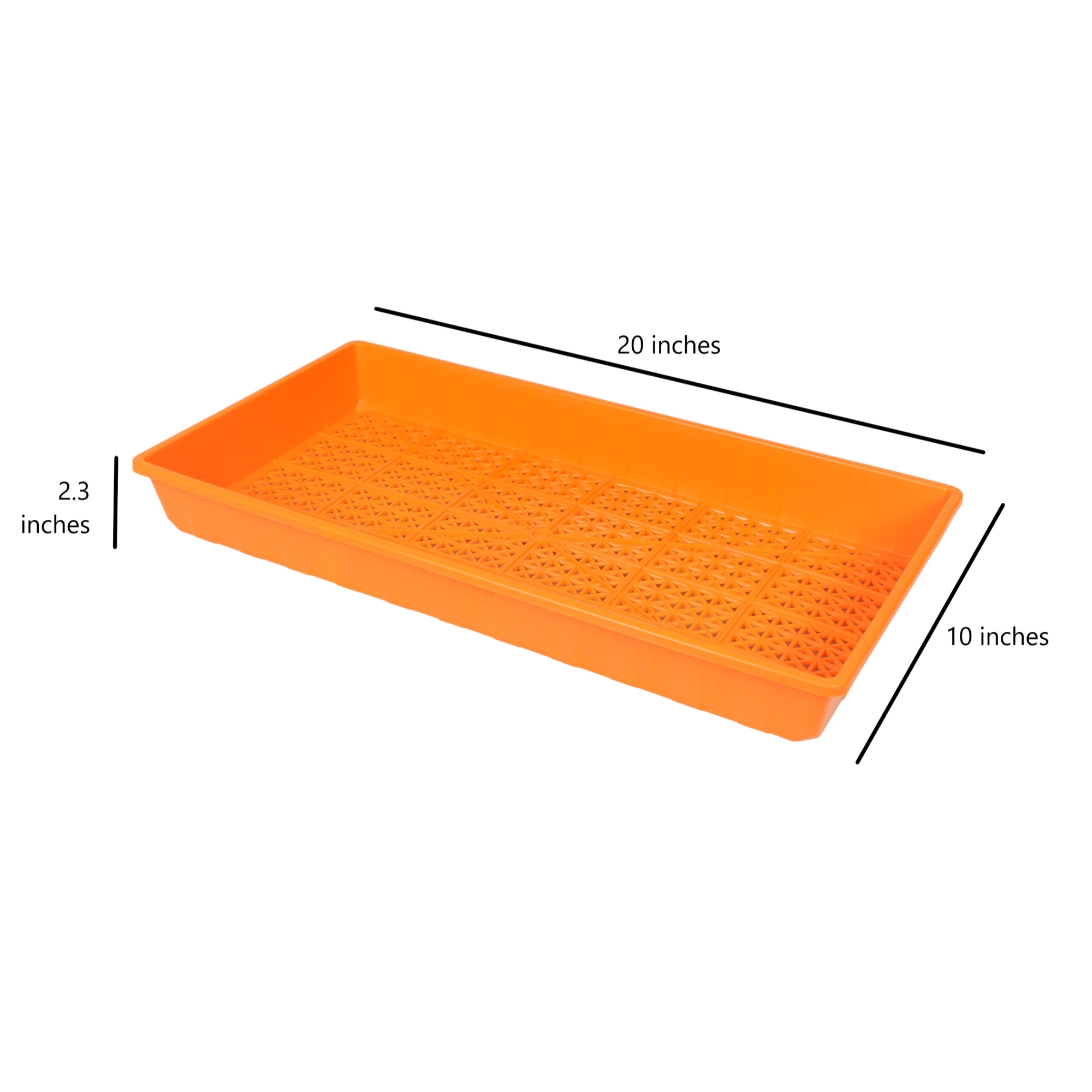 SUNPACK 10” x 20” Heavy Duty Mesh Plastic Seed Starting Tray, Orange, 2.3" - Ensures Water Drainage and Aeration, Perfect for Greenhouses or Indoor Gardening