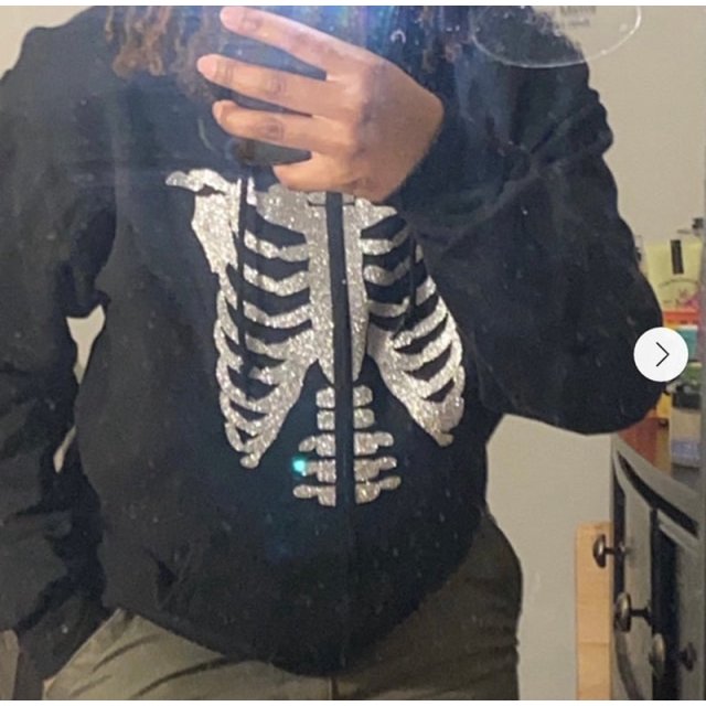 Chandails en Molleton Oversize à Fermeture Éclair avec Strass Y2K Squelette Été 2021 Gothique Chandails à Capuchon Femmes Veste à Capuche Grunge Mode Urbaine Rétro
