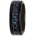 thumbnail image 2 of Mens Stainless Steel Black and Blue Carbon Fiber Wedding Band, 2 of 5
