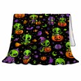 thumbnail image 2 of Cute Aliens Pumpkins autumn celebration Scene, Festive autumn celebration Scene, Warm Flannel Blanket for Living Room and Family Room, Art Lovers autumn celebration Gift, Festive Home Decor, 2 of 9