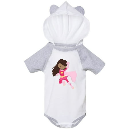 

Inktastic African American Girl Superhero Girl Pink Cape Gift Baby Girl Bodysuit