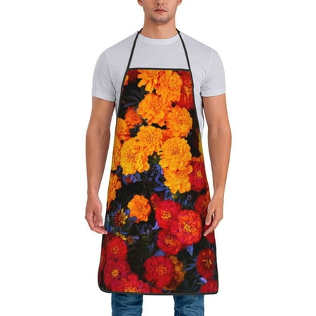 

Tideii Marigold Flowers In Different Colors for Tie-up Apron Unisex Waterproof and Stain-Resistant Bib Apron for Kitchen Garden Painting
