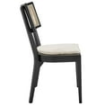 thumbnail image 3 of Modway Caledonia Rattan Elm Wood Fabric Dining Chairs in Black/Beige (Set of 2), 3 of 7