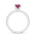 thumbnail image 3 of 1.94 CT Pink Tourmaline Moissanite Ring Side Stone Engagement Ring in Sterling Silver/ White Gold Plated Cushion Shaped October Birthstone Wedding Ring, Birthday, Anniversary Jewelry, Ring Size 6, 3 of 4