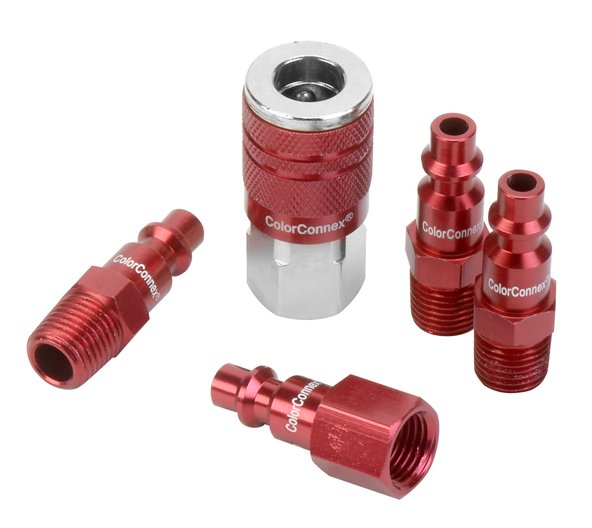 ColorConnex® Coupler And Plug Kit, 5-Piece, Type D, 1/4" Body, 1/4" NPT ...