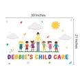 thumbnail image 3 of DAYCARE - Multicolored Vinyl Art Daycare Decoration Colorful Design Adhesive Wall Decal - Kids Playroom Daycare Personalized Name Teacher And Children Design Hearts Clouds Sun Décor 21" x 30", 3 of 3