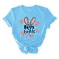 thumbnail image 4 of Ichuanyi Easter Shirts for Women Funny Bunny Face Graphic Print Rabbit T Shirt Summer Casual Short Sleeve Festival Holiday Tee Tops, 4 of 5