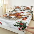 thumbnail image 3 of Feelyou Brown Gingerbread Man Full Size Sheets for Child, Cartoon Xmas Tree Bed Sheets, Winter Flower Plant Sheet Sets, Luxury Bedroom Decor, 4 Pieces, 3 of 7