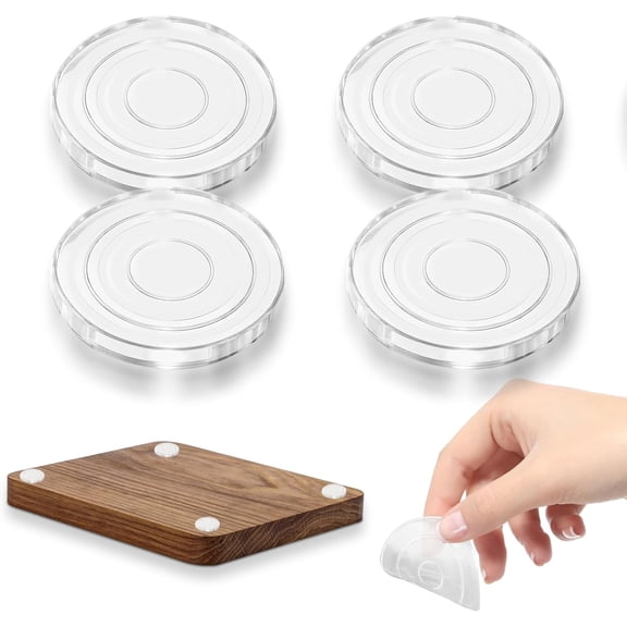 Clearance! 4 PCS Non Cutting Board Feet 1.6 Inch - Self Adhesive Silicone Pads No Screws Needed - Thick Reusable Washable Gripper Pads for Countertops Boards Trays Furniture (4/8/12 Packs)
