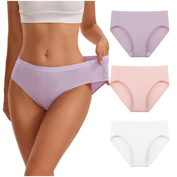 INNERSY Women's Breathable Cotton Mesh Hipster Panties Soft Underwear 3 Pack(L,Purple Blush)