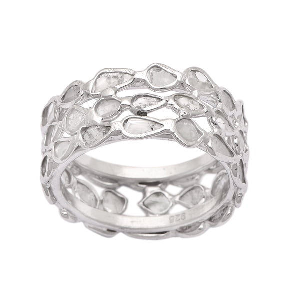 Mooneye 2.00 CTW Natural Diamond Polki Multi Band Eternity Ring 925 Sterling Silver Jewelry