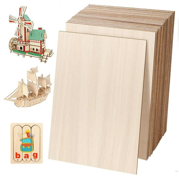 10 Pack 12x6 inch Unfinished Wood, Rectangle Blank Birch Plywood slices, Craft  Basswood Plaques, DIY Project Large Coaster for Painting