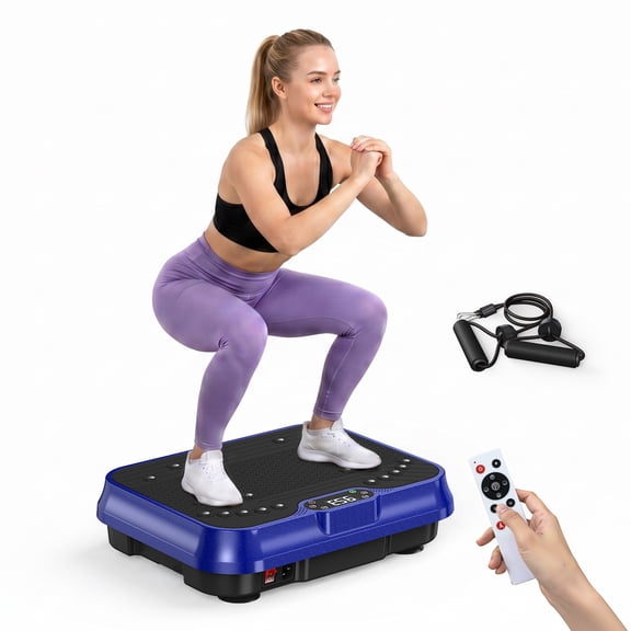 Evitormill Vibration Plate Exercise Machine Whole Body Workout Vibration Fitness Platform with Loop Bands, Blue