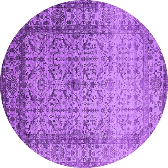 Ahgly Company Indoor Round Oriental Purple Industrial Area Rugs, 5' Round