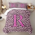 thumbnail image 2 of meiyoeat Glitter Leopard Print Letter R Quilt Full, Girls Teens, Pink Sparkle Monogrammed Full Bedspread Sets, 3pcs 1 Coverlet and 2 Pillowcases, 2 of 7