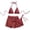 Brick Red, variant on Women's Bikini Sets Three Piece Swimsuit Boyshorts V Neck Textured Halter Back Self Tie Bathing Suits (Brick Red, L)