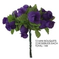 thumbnail image 2 of Purple Artificial Silk Flower Roses - 12 Mini Bouquets of 12 Rosebuds, 144 Rosebuds Total, Easter, Wedding, Reception, Anniversary, Bridal Shower, 2 of 6