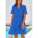 thumbnail image 5 of Vestido PRETTYGARDEN para mujer, manga corta, cuello en V, azul, talla L, 5 of 9