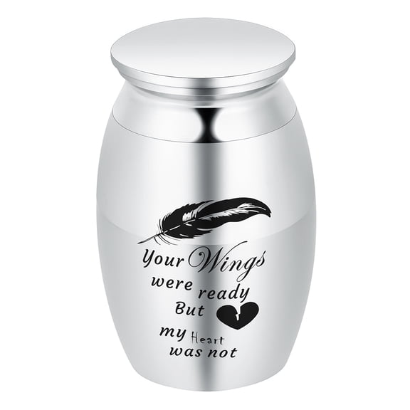 Customized Small Urns for Human Ashes 2.78 Inch Small Keepsake Urns with Wing Charm Mini Cremation Urns for Ashes Birthstone Stainless Steel Memorial Ashes Keepsake