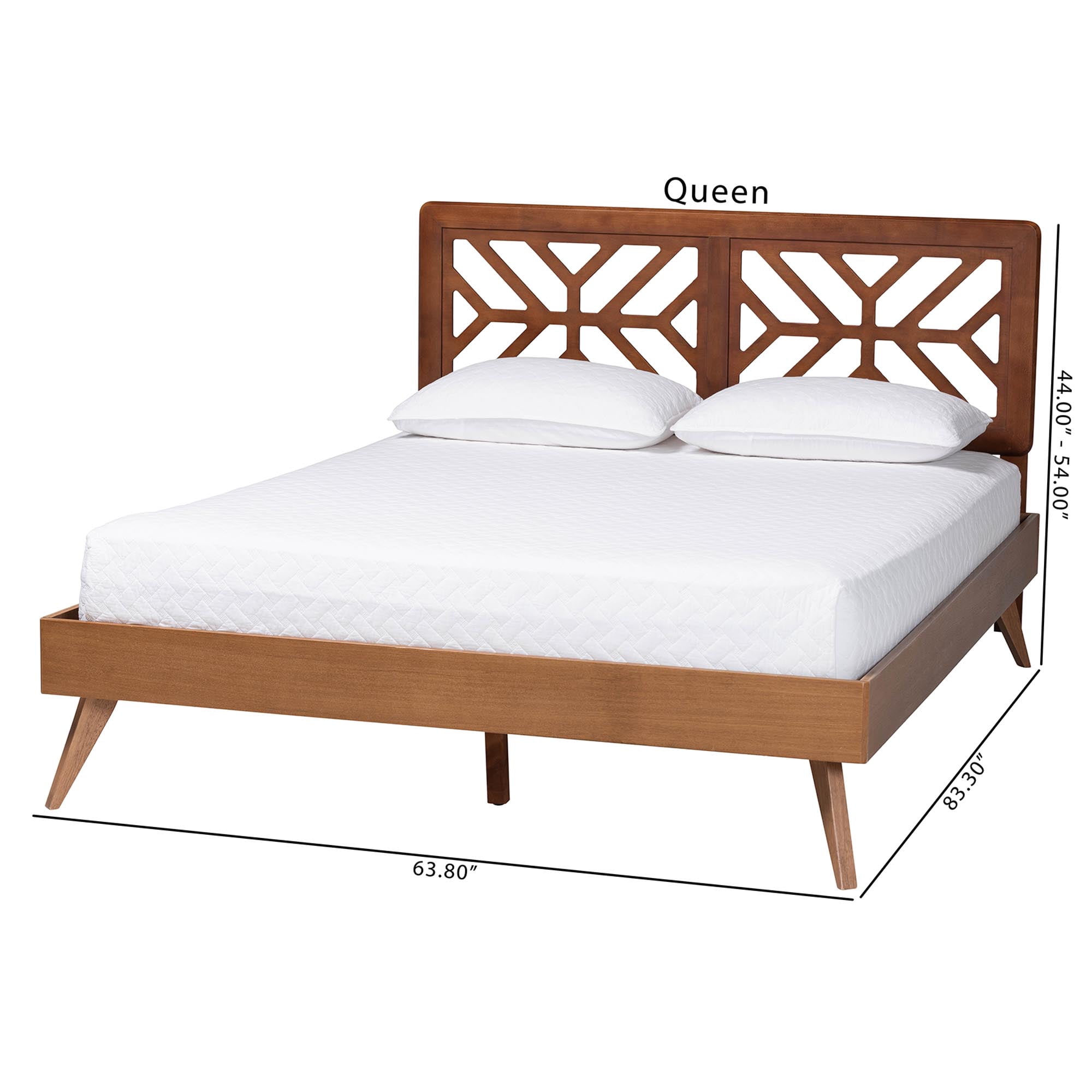 Baxton Studio Kirabo Modern Platform Bed, Queen, Ash Walnut