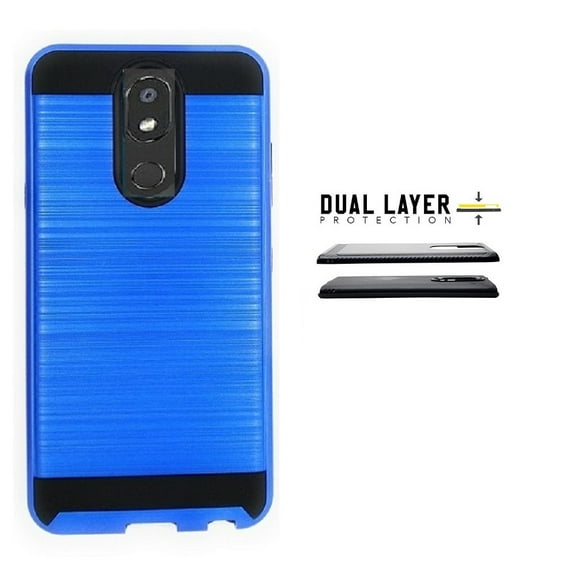 Compatible Case for LG Aristo 4 Plus/ LG Prime 2 / Straight Talk LG Journey Smartphone / LG Journey /LG Arena 2 / LG Escape Plus, Slim Metallic Brushed Design Shockproof Protective Cover Case (Blue)