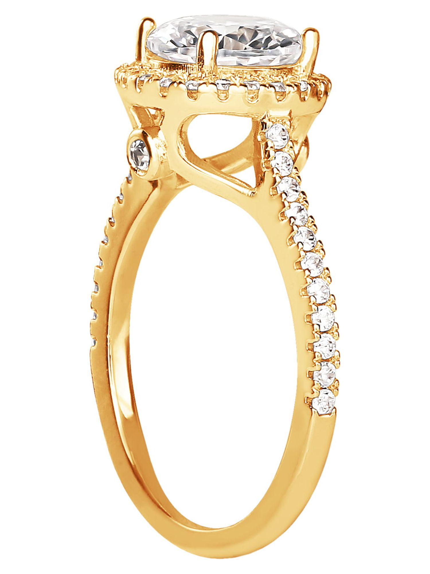 Believe by Brilliance Women's 14kt Gold Flash Plated and Cubic Zirconia Engagement Ring, Size 7