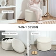 thumbnail image 5 of HOMCOM Storage Ottoman with Lid, 24 Inches Round Pouf Ottoman with Storage, Upholstered Corduroy Foot Rest Stool for Living Room, Bedroom, Beige, 5 of 9