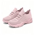thumbnail image 6 of Women Breathable Knit Lace Up Walking Sneakers, Thick Cushioned Sole Lightweight Daily Commute Casual Outdoor Footwear Pink 6, 6 of 7