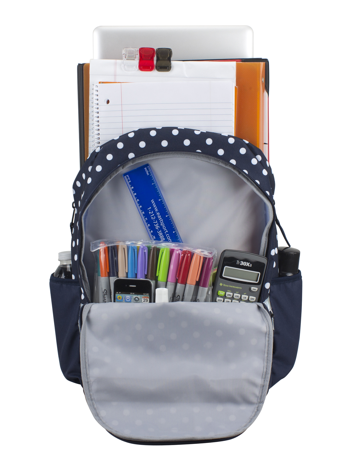 Fuel Girls Ultra Backpack, Navy White Polka Dots