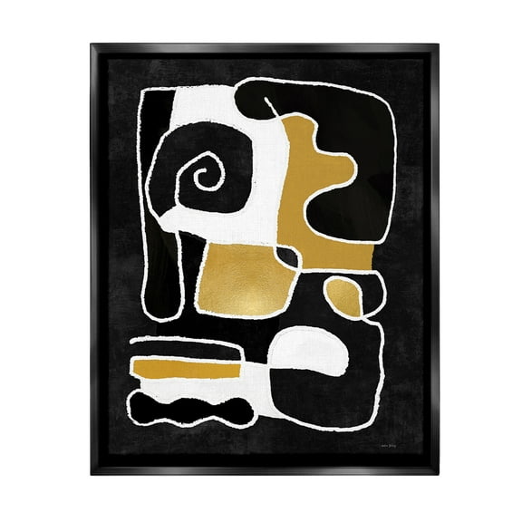 Stupell Industries Black & Glam Squiggles Abstract Painting Black Floater Framed Canvas Art Print Wall Art, 17 x 21