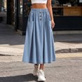 thumbnail image 3 of ZHOGXU Classic Style Midi Skirts For Womens Elastic Waist A Line Button Front With Pocket Outdoor Shopping Dating, 3 of 8