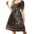 thumbnail image 4 of Vestido de noche de manga corta estilo art déco, dorado, negro, vintage, elegante, de la década de 1920, El Gran Gatsby, moderno y a la moda., 4 of 8